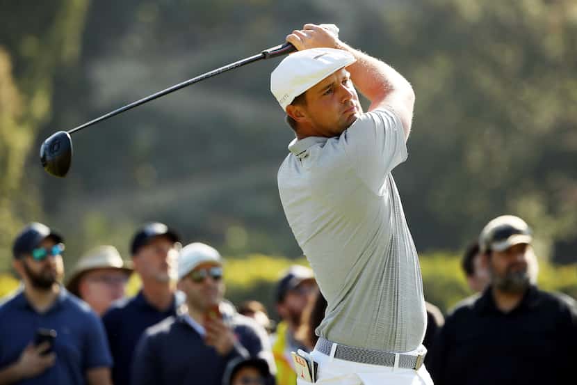 PACIFIC PALISADES, CALIFORNIA - FEBRUARY 16: Bryson DeChambeau of the United States plays...