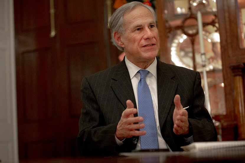 Texas Gov. Greg Abbott speaks during an interview at the Texas Governor's Mansion on Dec. 6,...