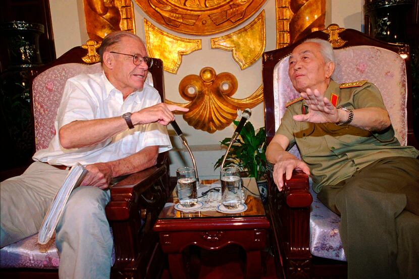 Former U.S. Defense Secretary Robert McNamara spoke to his onetime foe, Gen. Vo Nguyen Giap...