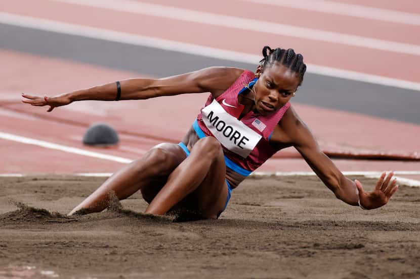 Grand Prairie native Jasmine Moore, competing in the women’s triple jump at the Tokyo...