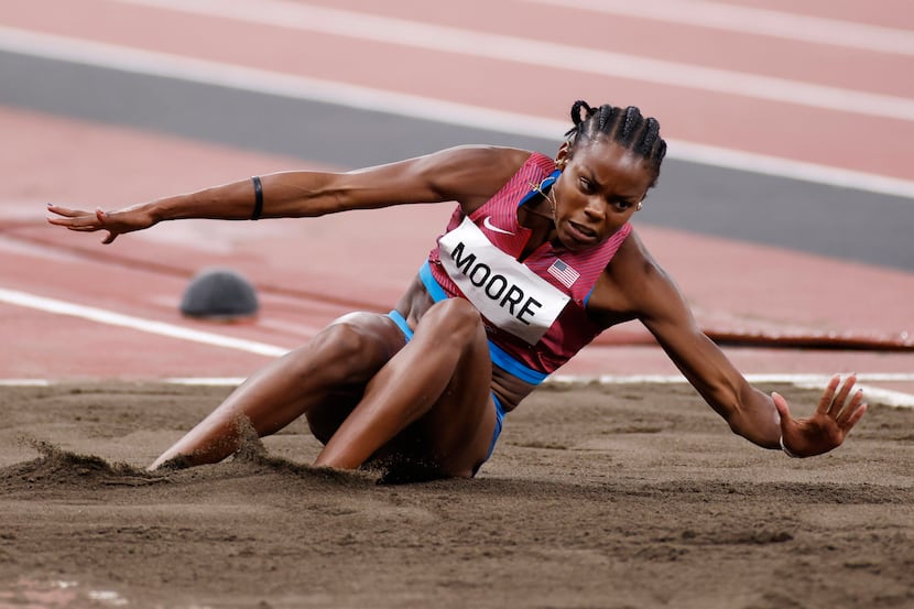 Grand Prairie native Jasmine Moore, competing in the women’s triple jump at the Tokyo...