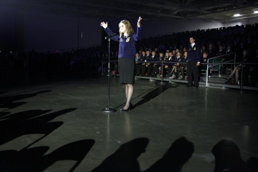 Madeline Minchillo,19, addressed the opening session of the Texas FFA State Convention on...