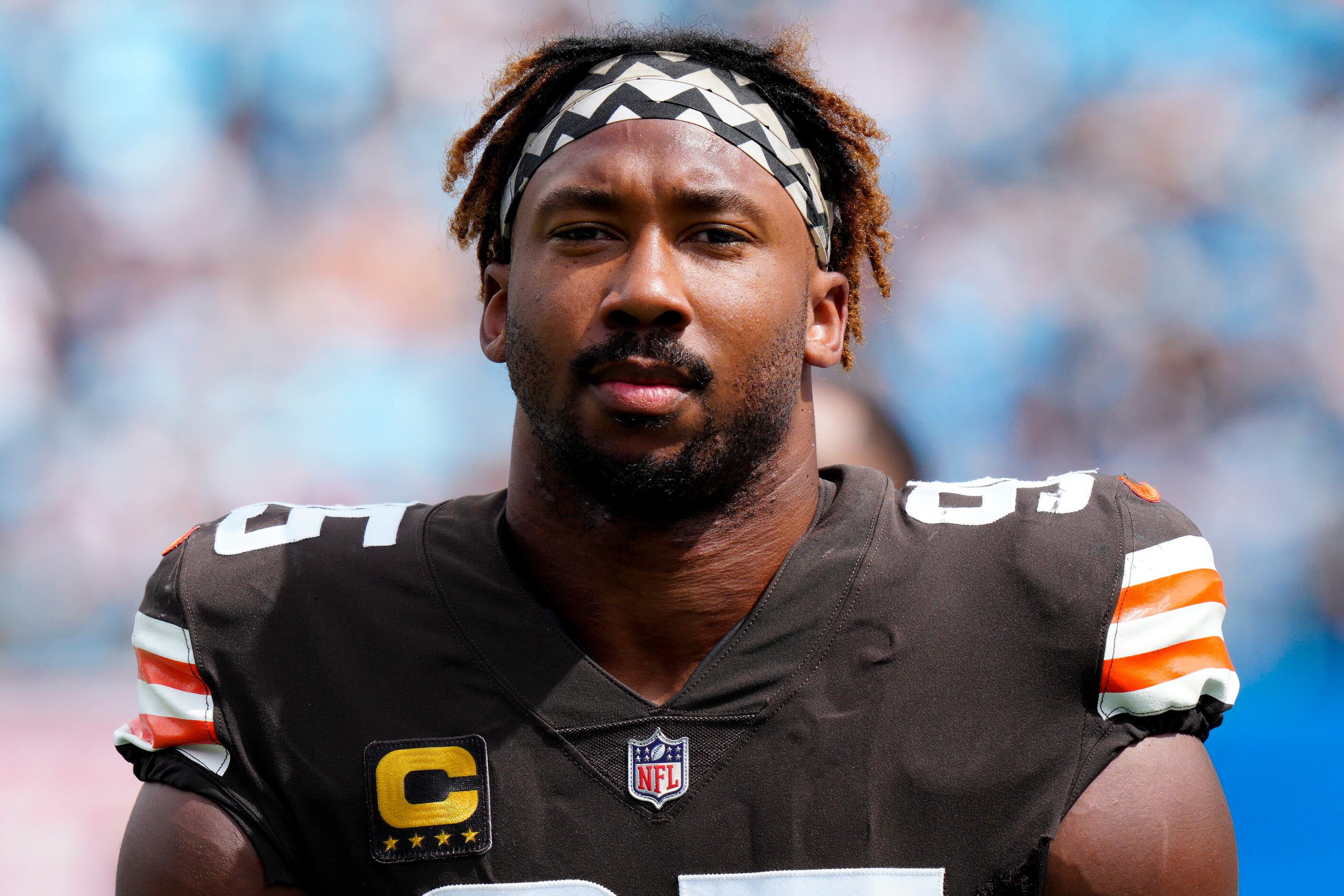 Browns DE Myles Garrett questionable for Sunday after one-car