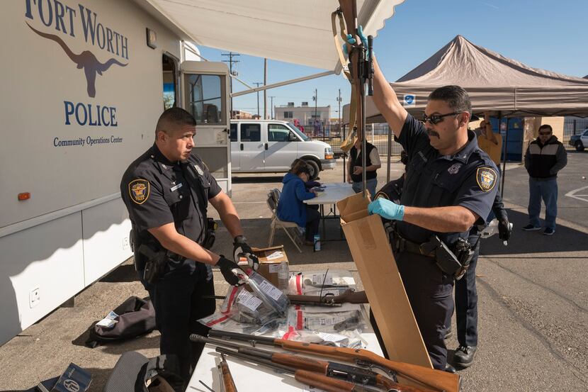 Fort Worth police collected weapons during a gun buyback program on Saturday.