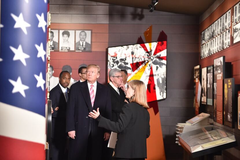 U.S. President Donald Trump visits the Civil Rights Museum in Jackson, Mississippi, December...
