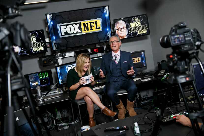 Mike Pereira does his Facebook live show at Fox studios in Los Angeles on November 20, 2016....