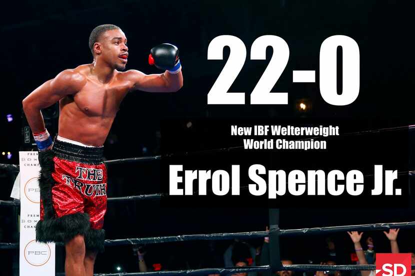 DeSoto boxer Errol Spence Jr, a rising star in the sport, takes a bow after defeating...