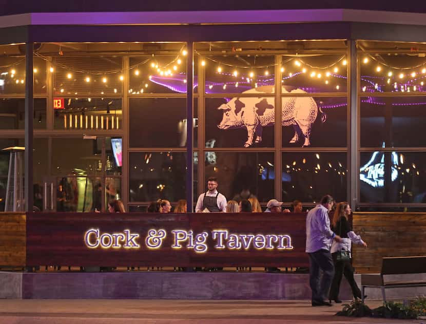 The Cork & Pig Tavern is at the intersection of Currie and Crockett streets