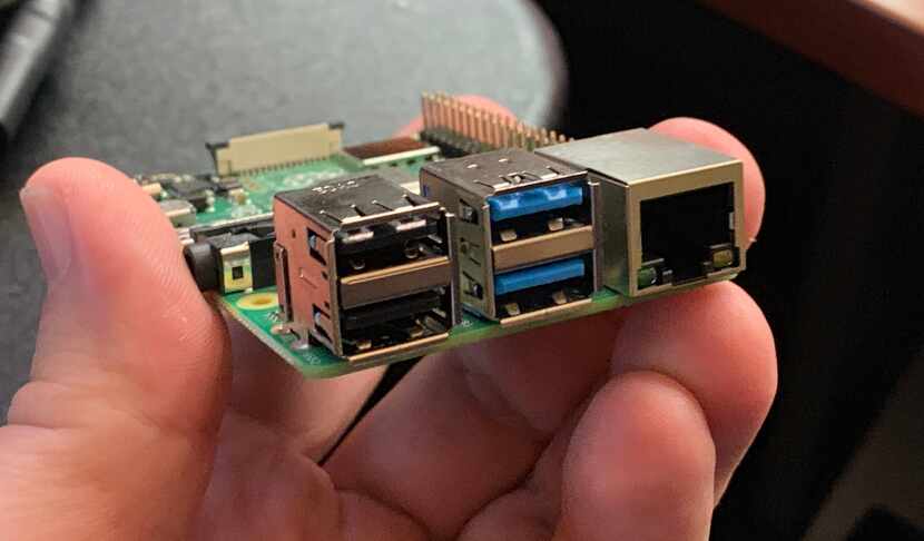 USB and Ethernet ports on the Raspberry Pi 4