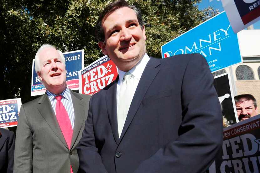  In this Nov. 1, 2012 file photo, Sen. John Cornyn campaigns in Dallas for then Republican...
