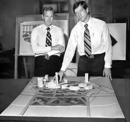 Ray Hunt (left) and Woodbine Development's John Scovell showed a mock-up of their planned...