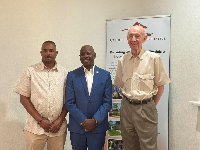 From left: CK Management Developer Chris Williams, Mayor Pro Tem Tennell Atkins and...