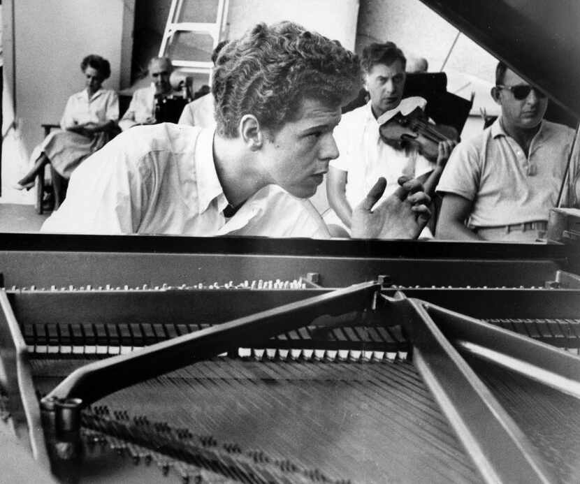 In this 1959 file photograph, Van Cliburn rehearses at the Hollywood Bowl. 