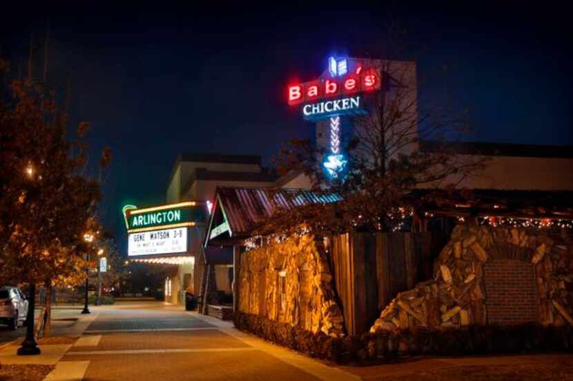 Babe's Chicken sits next to the Arlington Music Hall on North Center Street in Arlington,...