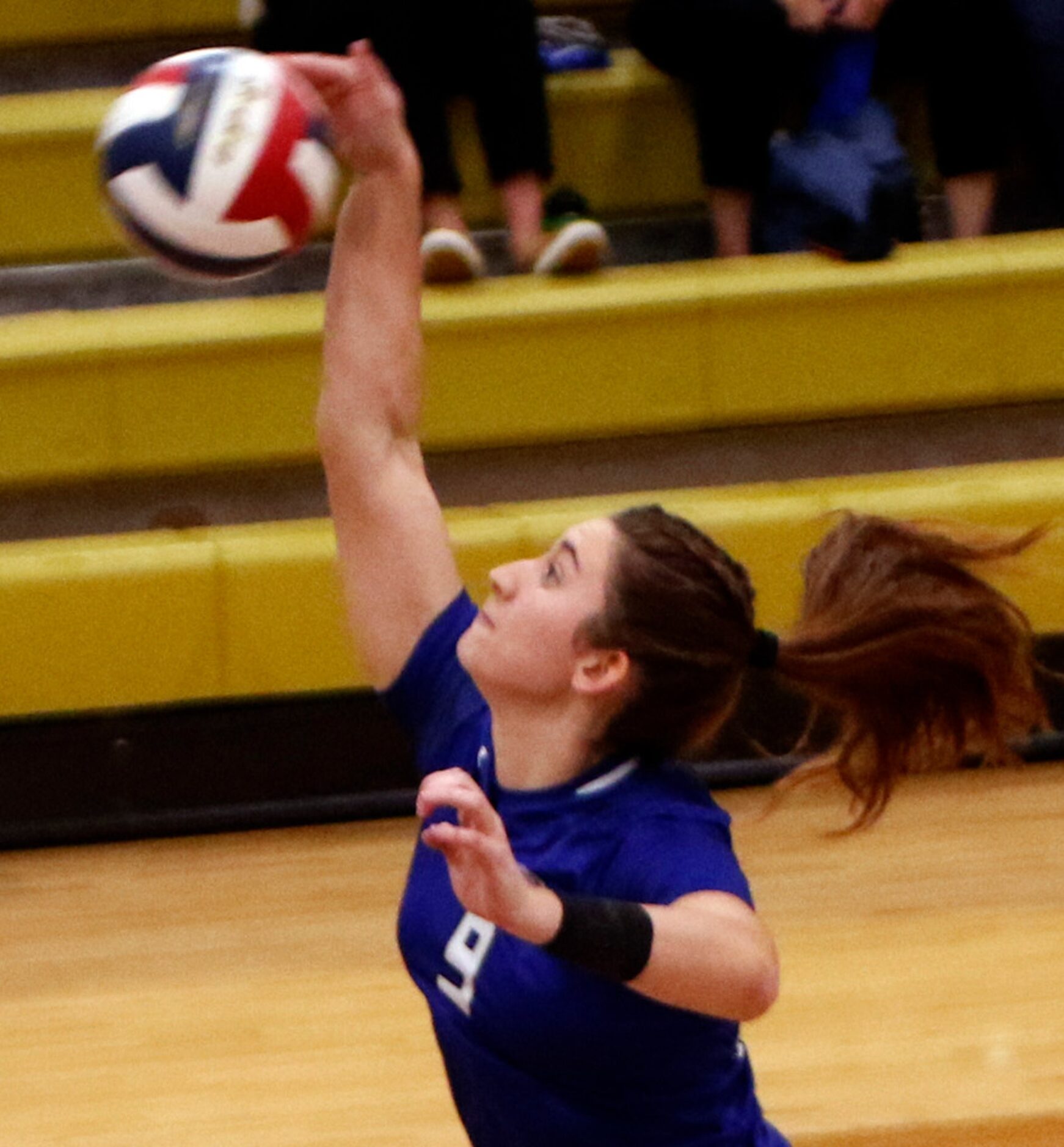 Trophy Club Byron Nelson senior Skyler McKinnon (9) fires off a shot during the first game...