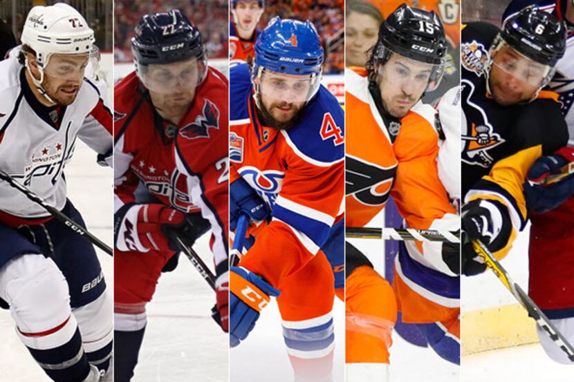 From left to right: Kevin Shattenkirk, Karl Alzner, Kris Russell, Michael Del Zotto and...