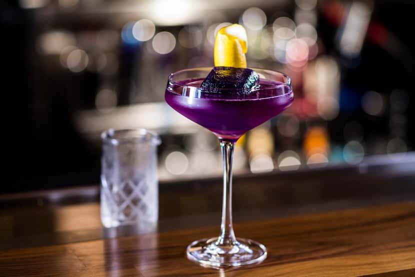 The Hope Diamond cocktail is made with vodka, grapefruit liqueur and butterfly pea flower...