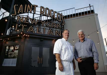 Owners Chef Jay Valley (left) and Phil Romano (right) pose for a photograph outside Saint...