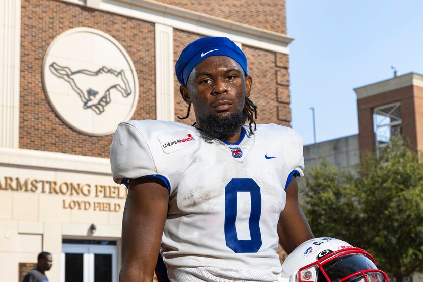 SMU running back Camar Wheaton poses for a photo after practice at SMU in Dallas, Wednesday,...