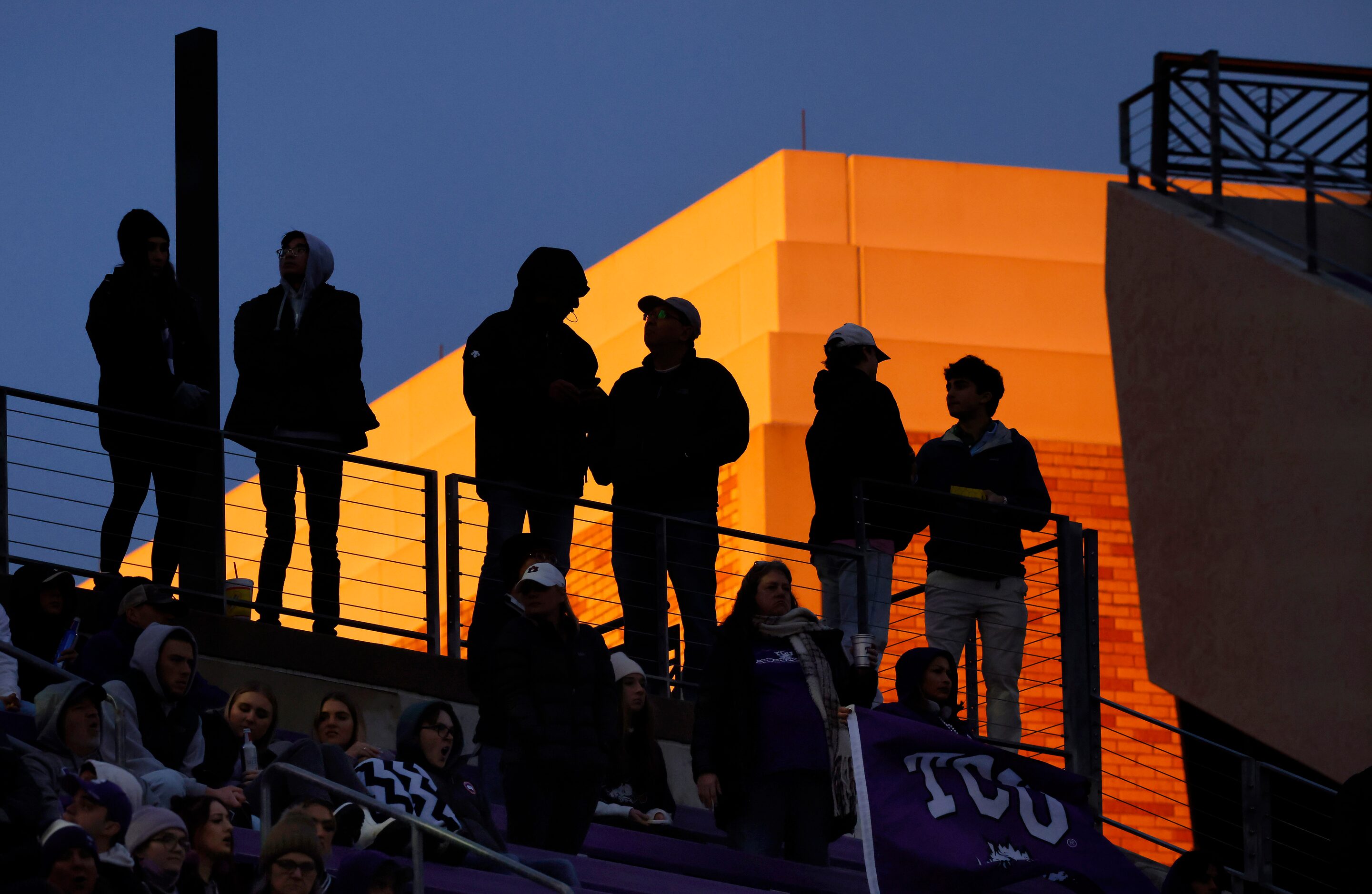 After a day of rain and clouds, the skies cleared and the sun came out as TCU Horned Frogs...