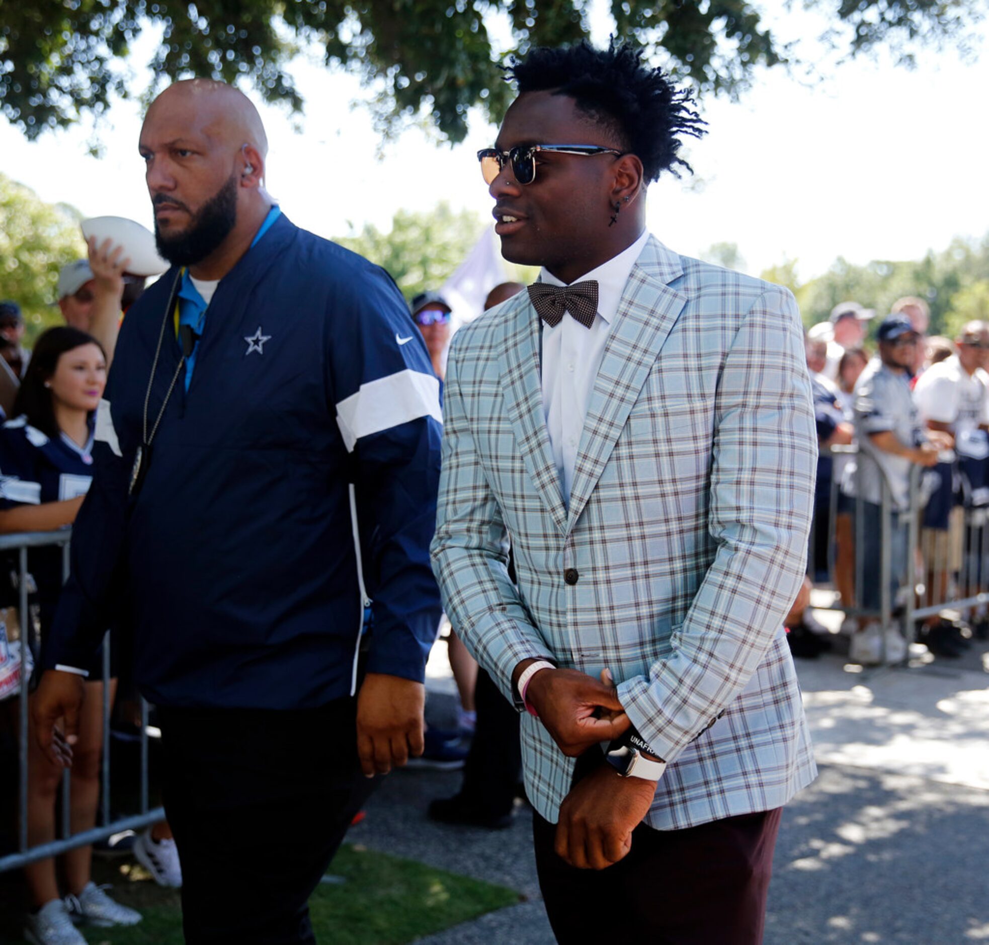 Dallas Cowboys wide receiver Michael Gallup arrives at AT&T Stadium in Arlington, Texas for...