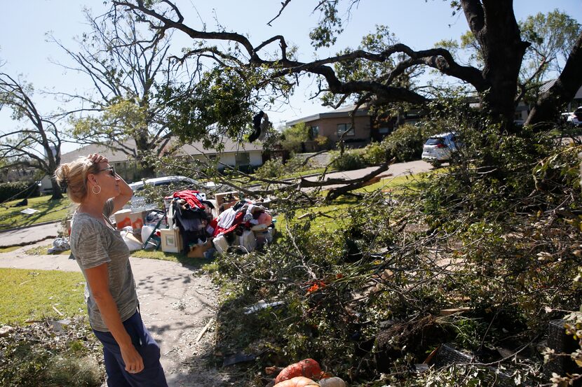 The roof blew off Debbi Bird's home along North Haven Road in Dallas. Bird returned to...