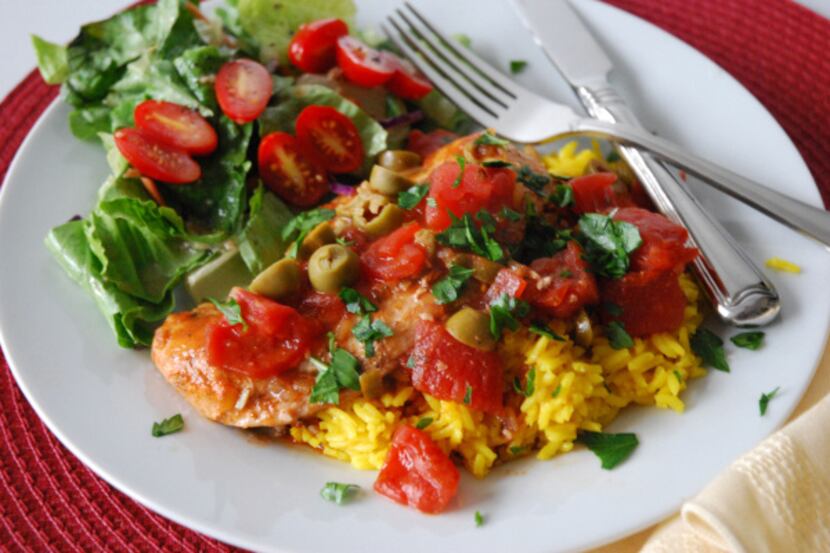 Serve this hearty chicken over turmeric-spiced Yellow Rice.