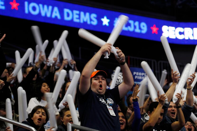 Supporters cheer Julián Castro during the Iowa Democratic Party's Liberty and Justice...