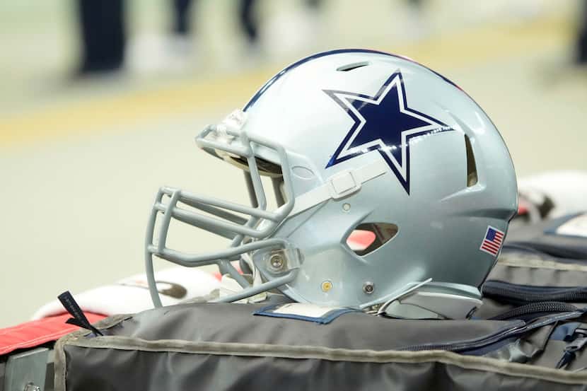 Dallas Cowboys helmet against the Arizona Cardinals during an NFL football game, Sunday,...
