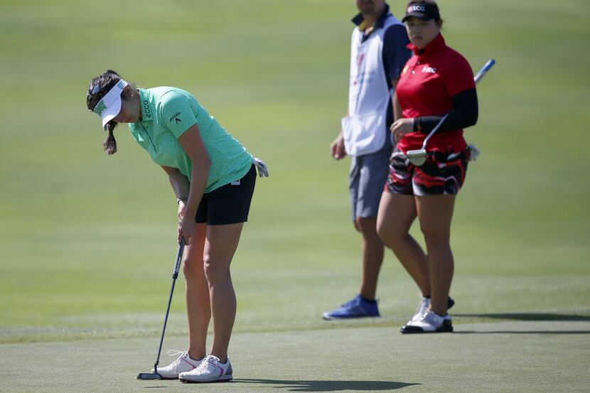 Gerina Piller watches her birdie putt on the 10th green during the third round of the 2016...
