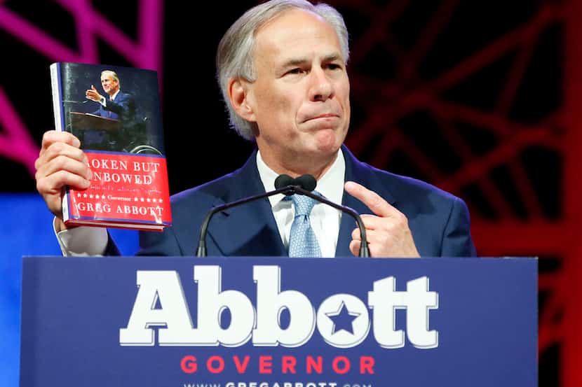  Gov. Greg Abbott promoted his book, "Broken But Unbowed," during the 2016 Texas Republican...