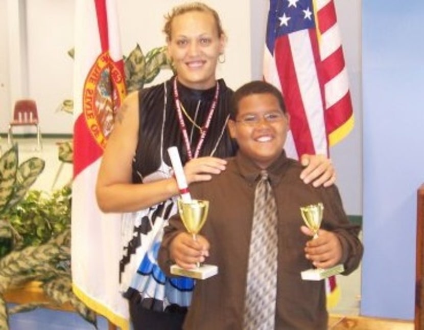 Cowboys rookie defensive tackle Trysten Hill with his mother, Farrah Hill, in 2009.