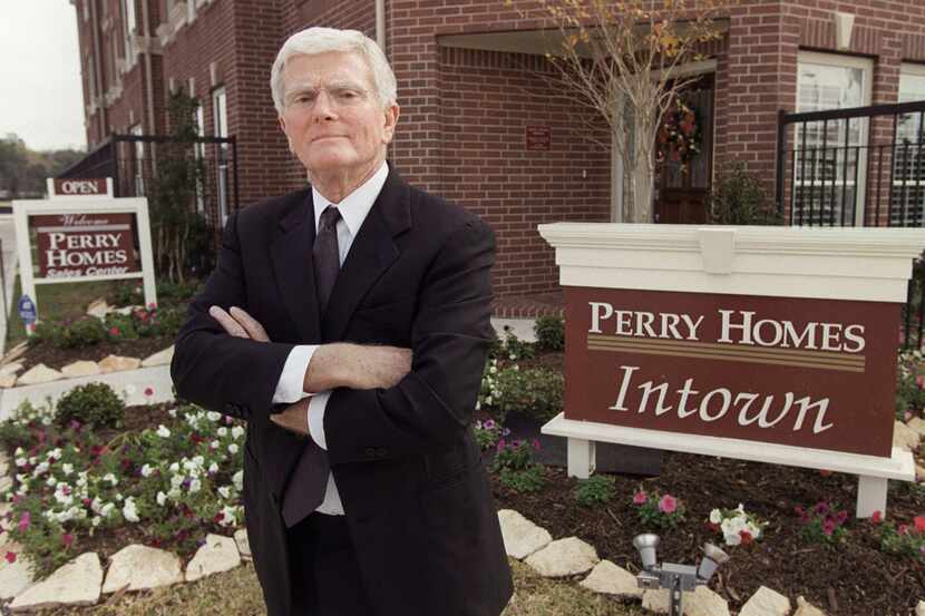 Houston homebuilder Bob Perry at the sales center at one of his Houston developments in 2002.