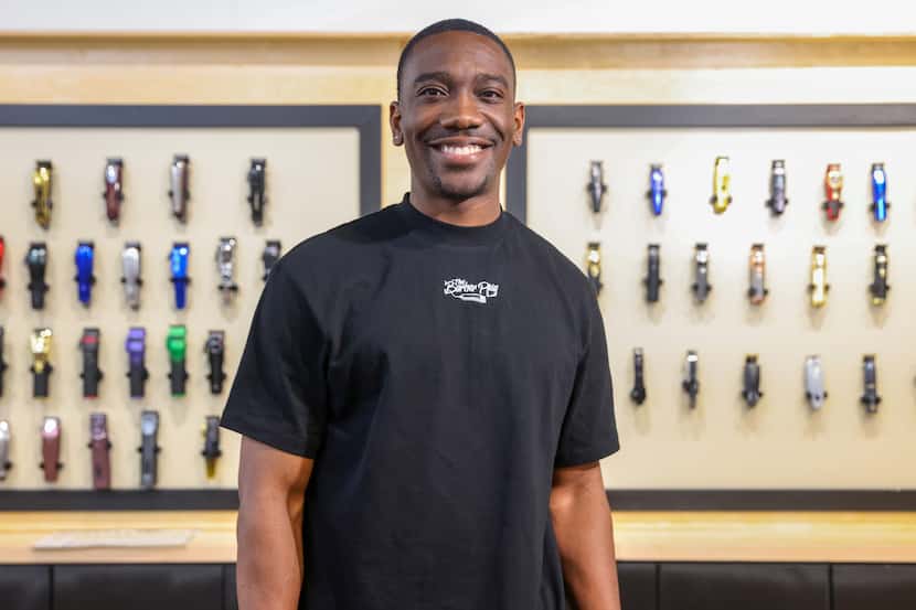 Devante Sanders' store in West Dallas, the Barber Plug Supply Co., is lined with clippers...