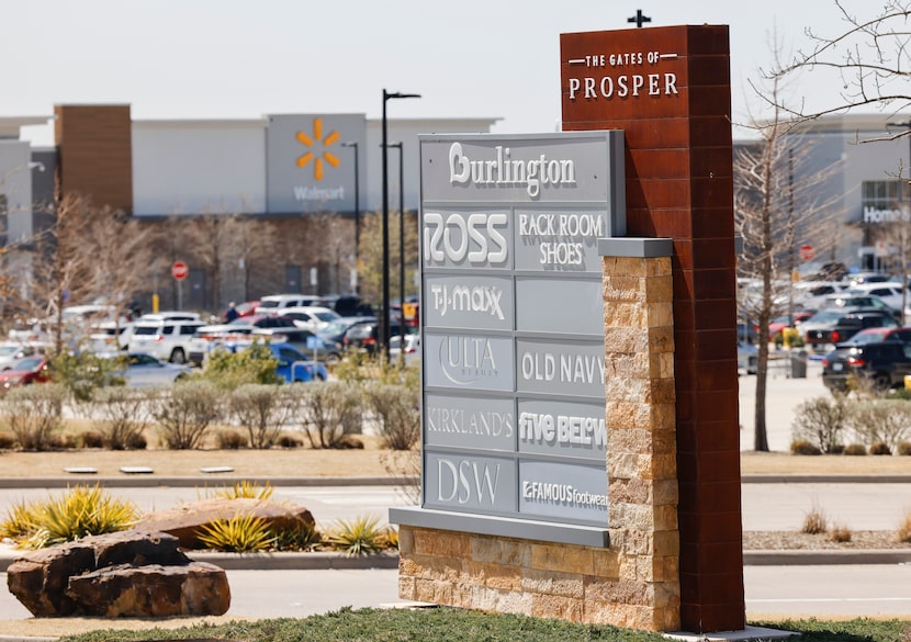 Retail shops signs at Gates of Prosper on Friday, March 25, 2022 in Prosper, TX.