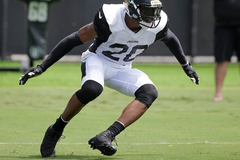 Jacksonville Jaguars cornerback Jalen Ramsey works on his defensive moves during NFL...