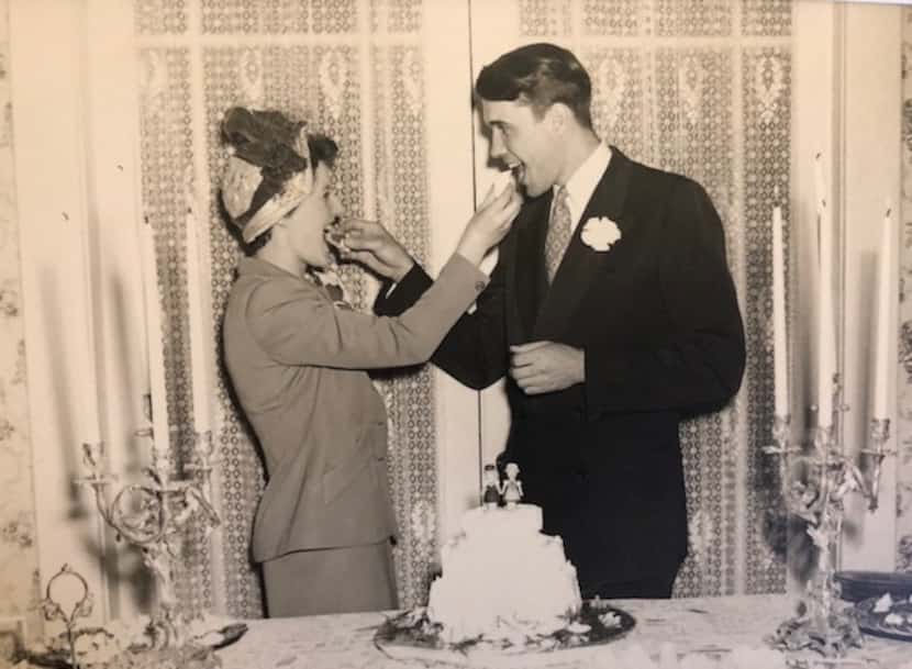 Peggy Wehmeyer's parents Anita and Karl Wehmeyer celebrate  on their wedding day.