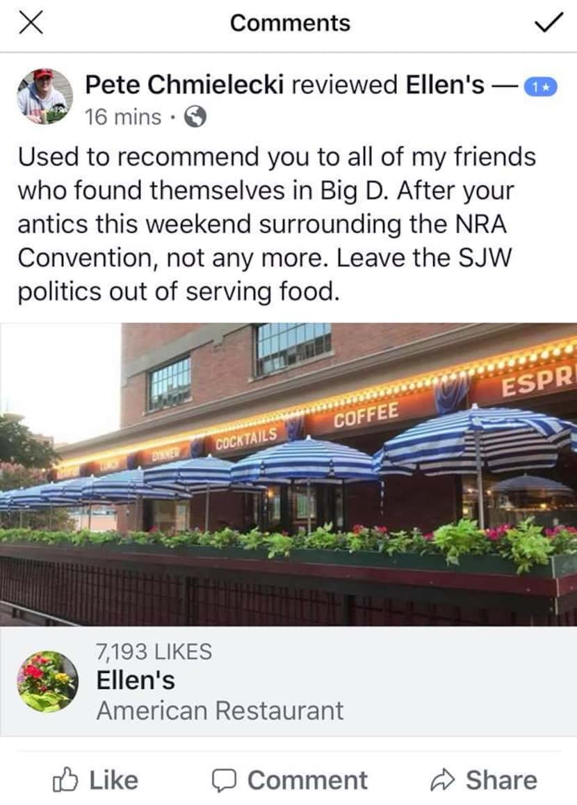 There have been a few protests of Ellen's gun safety message on the restaurant's receipts.