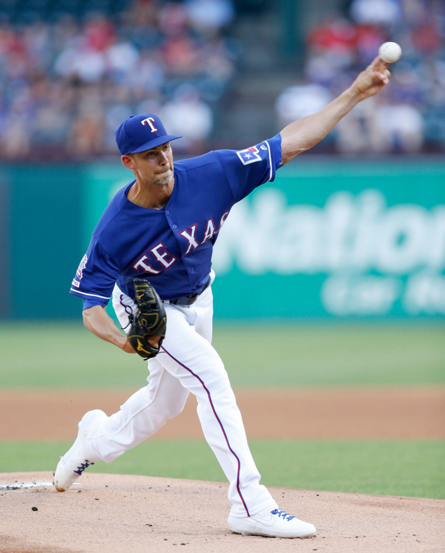 Texas Rangers starting pitcher Mike Minor (23) pitches during the first inning of play at...