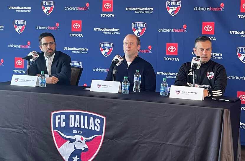 From left to right: FC Dallas technical director André Zanotta, president Dan Hunt and head...