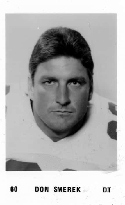 A 1986 Dallas Cowboys roster photo of defensive lineman Don Smerek.