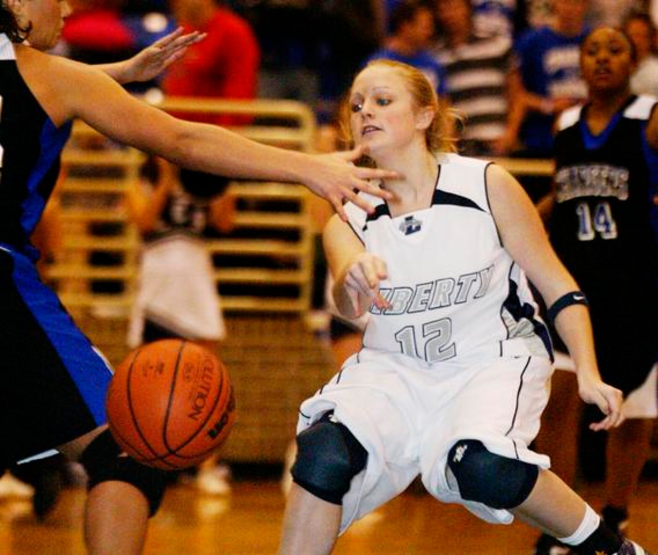 Argyle Liberty Christian junior guard Lindsey Parrish passes to a teammate during the TAPPS...