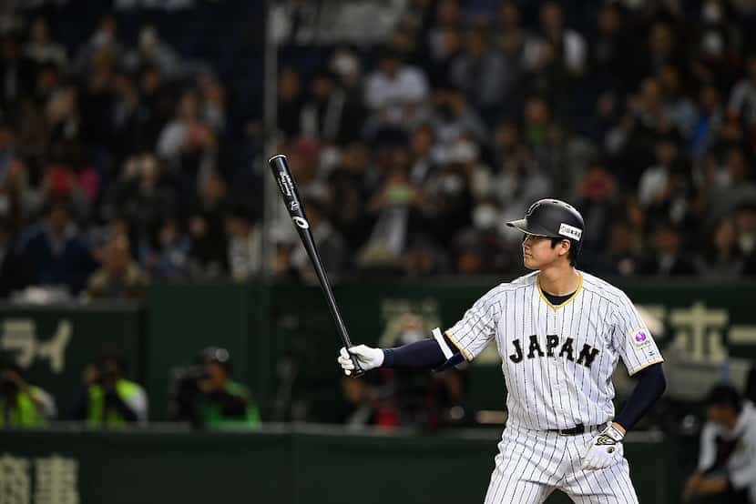 TOKYO, JAPAN - NOVEMBER 10: Pinch hitter Shohei Ohtani #16 of Japan at bat in the eighth...