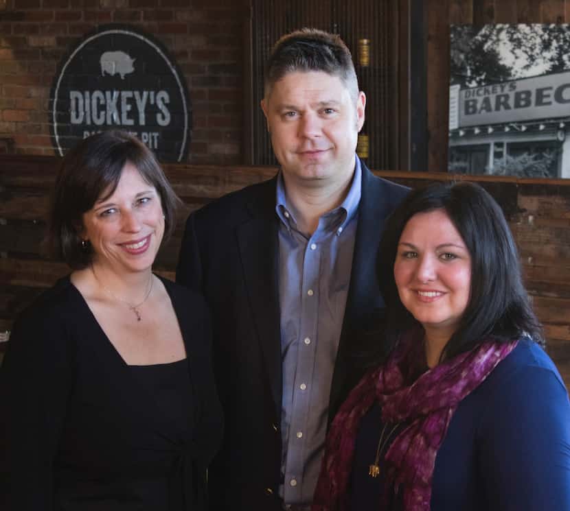 Renee Roozen (left), brand president of Dickey's Barbecue Restaurants Inc.; Roland Dickey...