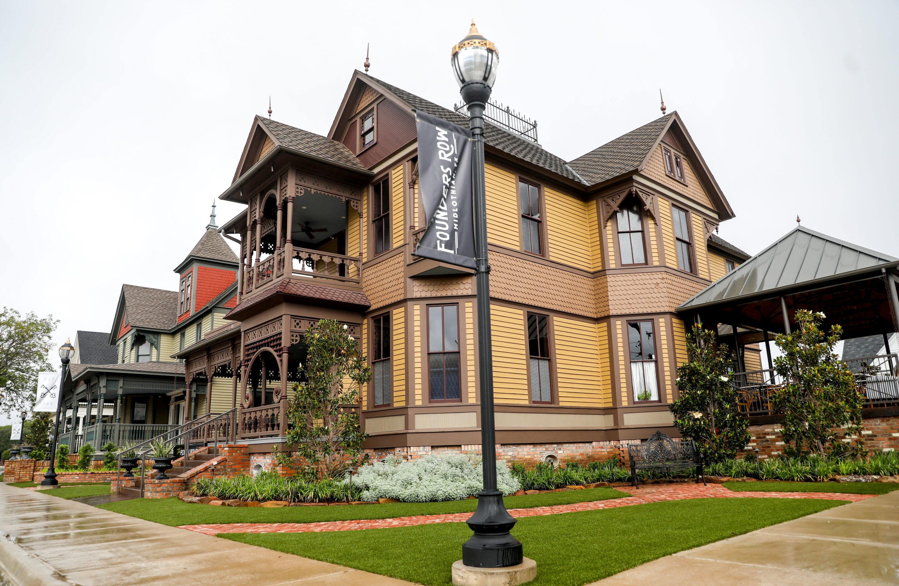 Restaurants in different states of completion sit along Founders Row in Midlothian on Aug. 23.