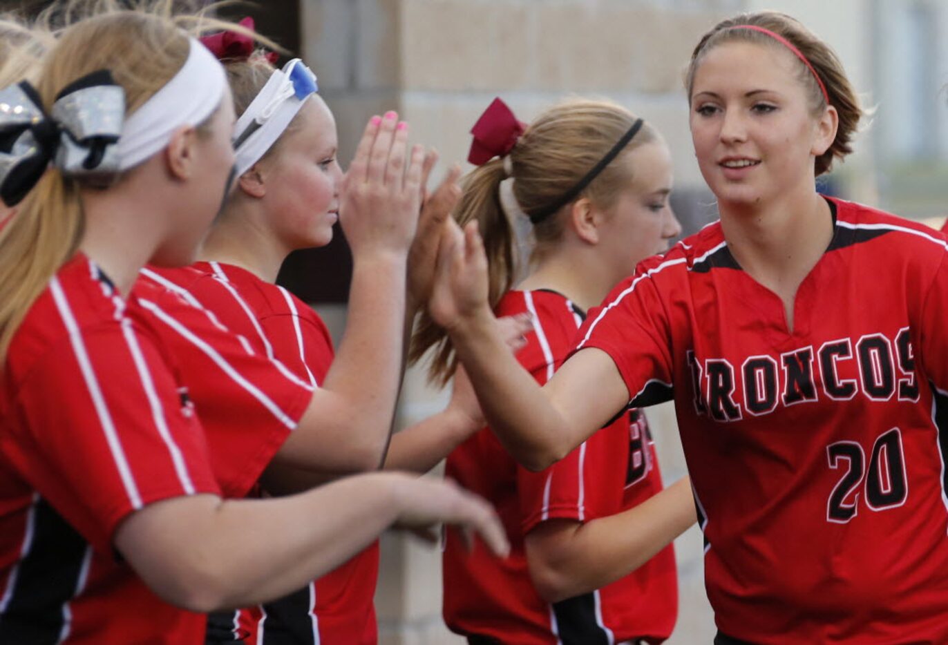 Mansfield Legacy catcher Reagan Wright is pictured during the Mansfield Legacy Broncos vs....