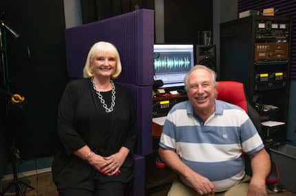 Connie Yates poses for a portrait with her radio producer, Dean Bailey. 
