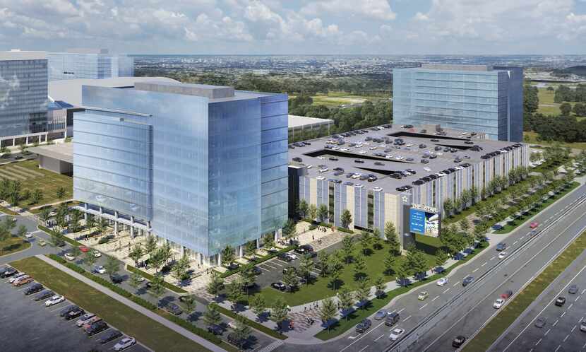 Previous plans showed two new office towers on the west side of the Dallas North Tollway in...