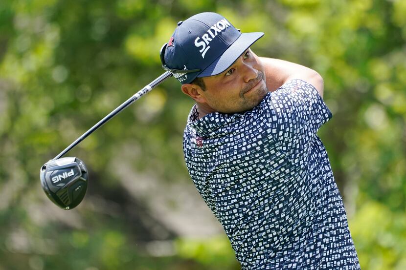 J.J. Spaun hits from the 18th tee during the first round of the St. Jude Championship golf...