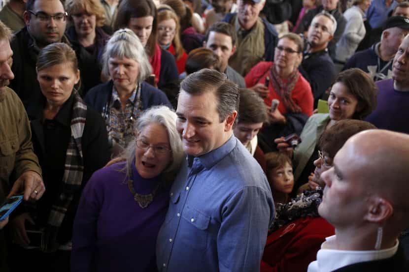 Senator Ted Cruz, a Republican from Texas and 2016 presidential candidate, stands for a...